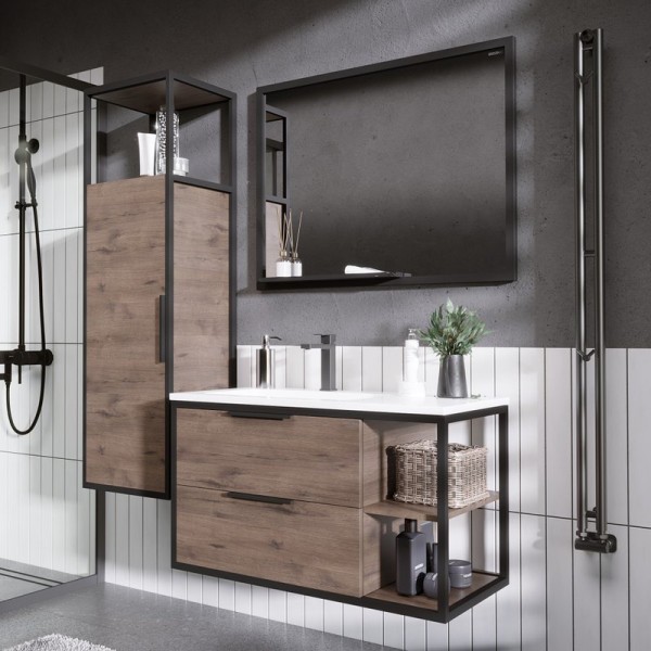 Мебель для ванной комнаты Grossman Лофт 90 веллингтон, черный, раковина Madera Modul 90 L