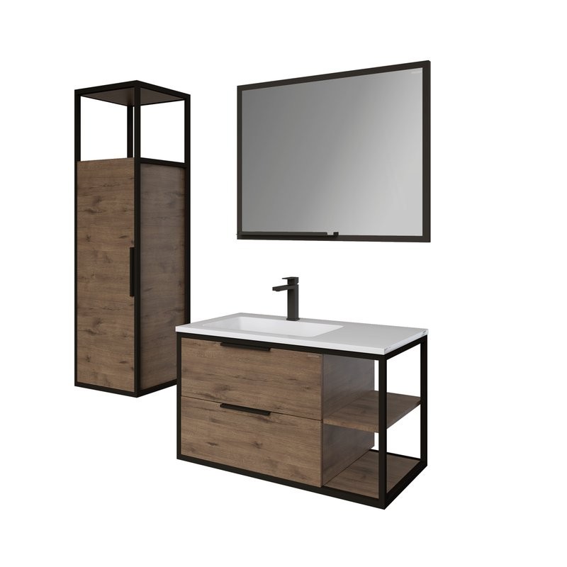 Мебель для ванной комнаты Grossman Лофт 90 веллингтон, черный, раковина Madera Modul 90 L