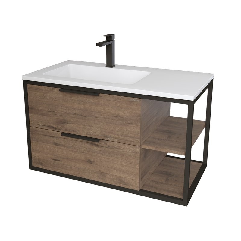 Мебель для ванной комнаты Grossman Лофт 90 веллингтон, черный, раковина Madera Modul 90 L