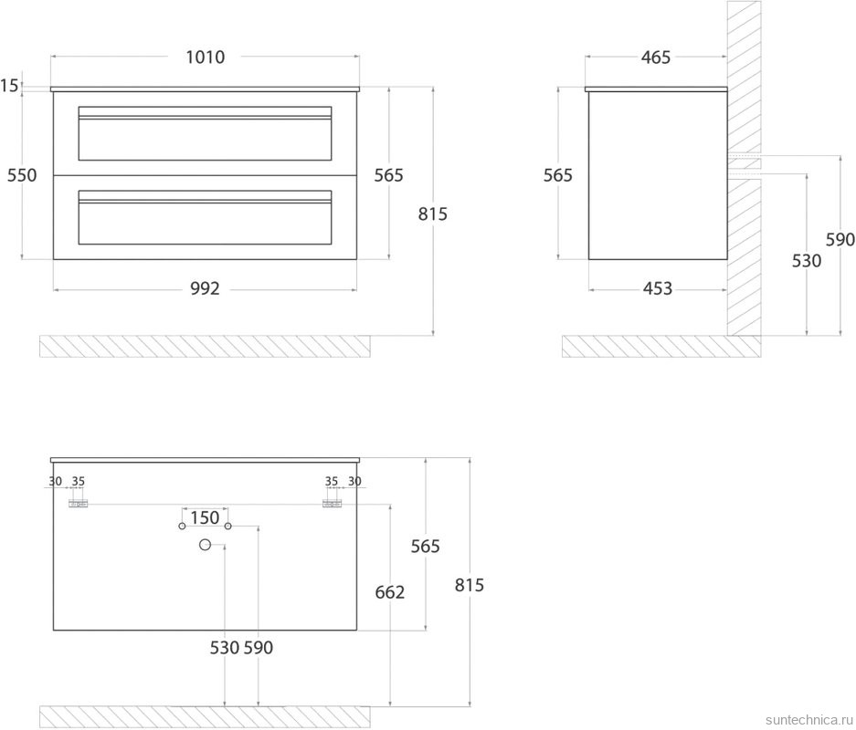 Тумба под раковину Art&Max Platino 100 подвесная, белый глянец, под раковину AM7117-100