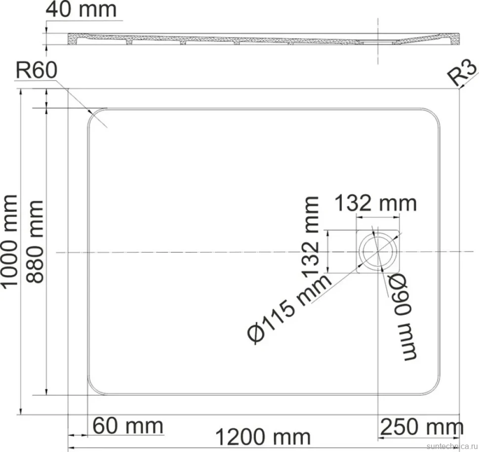 Поддон для душа Wasserkraft Neime 19T10 120x100, с сифоном