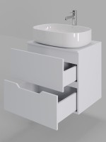 Мебель для ванной комнаты Orange Line 60 подвесная, 2 ящика, матовая белая с раковиной B08-600W