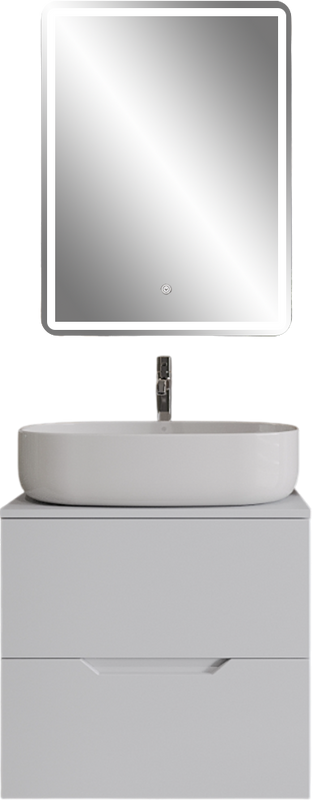 Мебель для ванной комнаты Orange Line 60 подвесная, 2 ящика, матовая белая с раковиной B08-600W