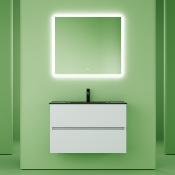 Мебель для ванной комнаты Sancos Urban 80 см белый глянец, черная раковина