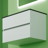 Мебель для ванной комнаты Sancos Urban 80 см белый глянец, черная раковина