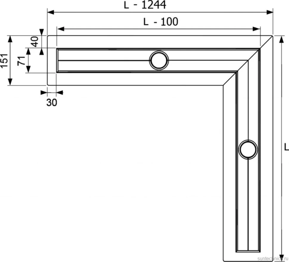 Душевой трап (лоток) TECE Drainline TECEdrainline 6 112 00 угловой 120х120 см комплект