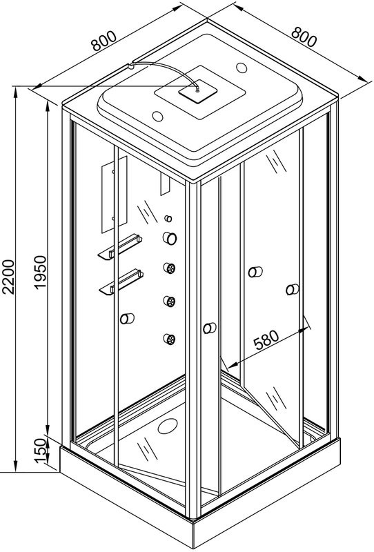 Душевая кабина DTO V 8015 с низким поддоном
