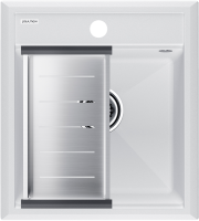 Мойка кухонная Paulmark Stepia PM114651-WH+A375-BS с коландером, белая