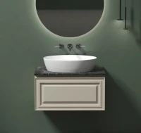 Тумба с раковиной Sancos Very 80 см, beige soft, столешница черный мрамор, раковина CN5018