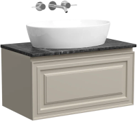 Тумба с раковиной Sancos Very 80 см, beige soft, столешница черный мрамор, раковина CN5018