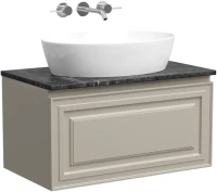 Тумба с раковиной Sancos Very 80 см, beige soft, столешница черный мрамор, раковина CN5018