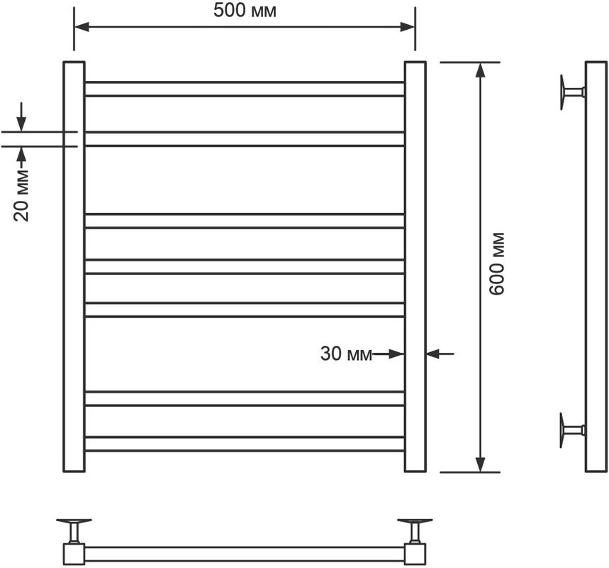 Полотенцесушитель водяной Comfysan Pioli-K W-6 60х50 60x55 см, хром, лесенка
