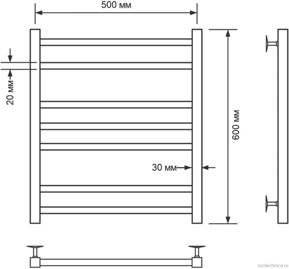 Полотенцесушитель водяной Comfysan Pioli-K W-6 60х50 60x55 см, хром, лесенка
