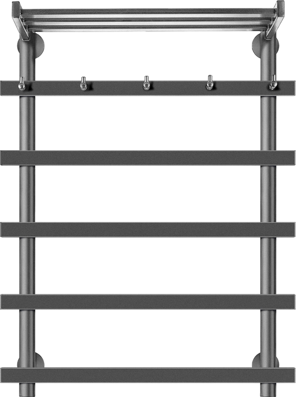 Полотенцесушитель водяной Secado Понтида 1 КСП 80x60 см, графит, лесенка, с полкой