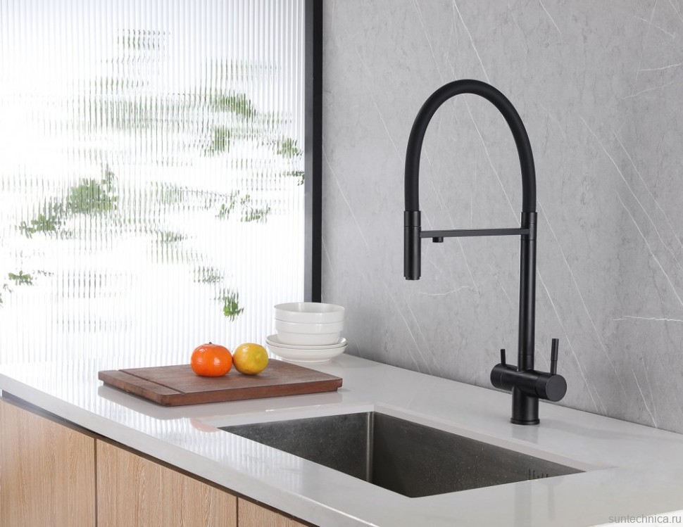 Смеситель для кухни Abber Wasser Kreis AF81141B с гибким изливом, черный