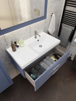 Мебель для ванной комнаты La Fenice Cubo 90 R синяя, ручка хром