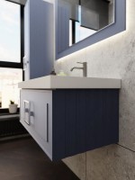 Мебель для ванной комнаты La Fenice Cubo 90 R синяя, ручка хром