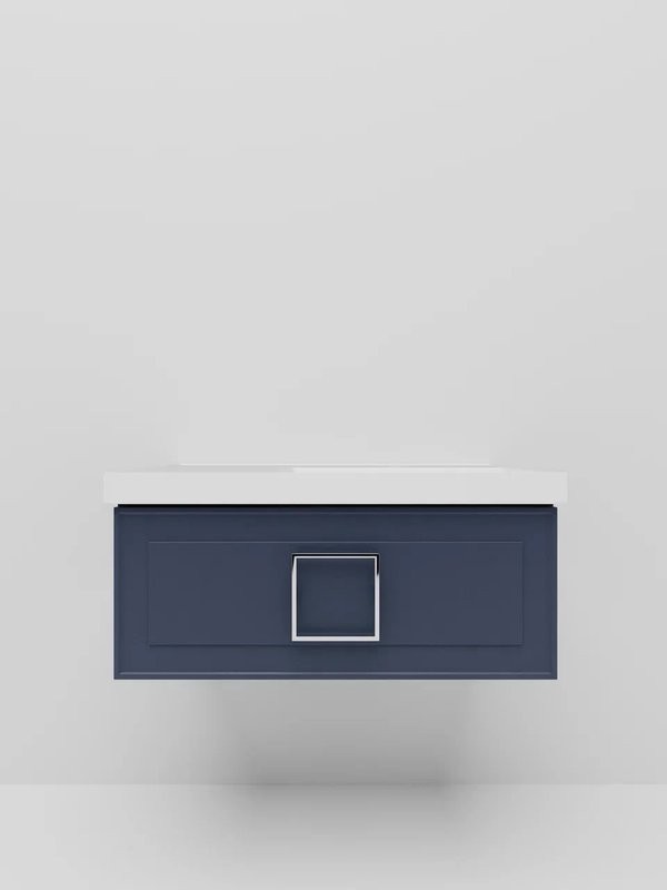 Мебель для ванной комнаты La Fenice Cubo 90 R синяя, ручка хром