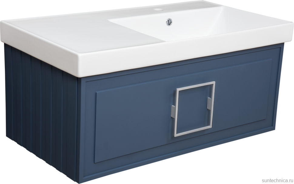 Мебель для ванной комнаты La Fenice Cubo 90 R синяя, ручка хром