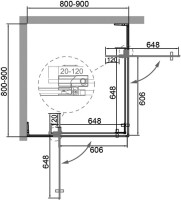 Душевой уголок Cezares Slider A 2 80/90 Grigio Cr профиль хром, стекло серое