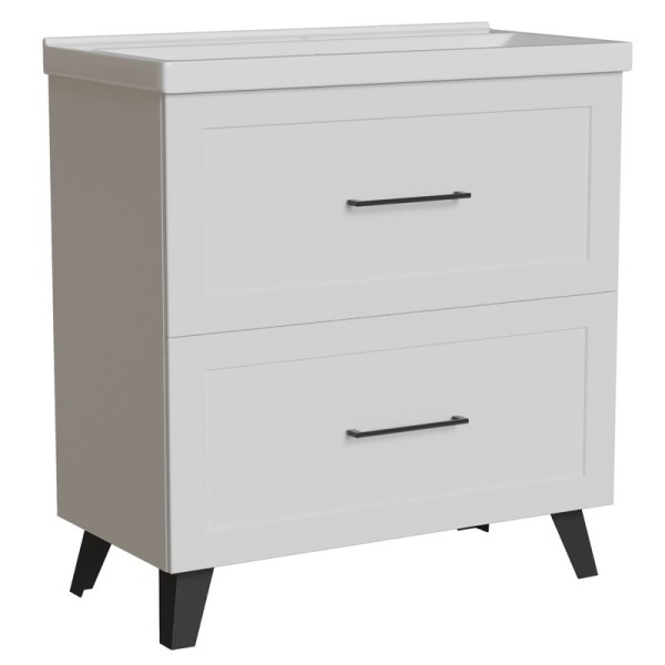 Тумба д/ванной "РИФ-80" 2 ящика  белый под рак."Fest- 80" мебельный (Sanita Luxe)(ПВХ)