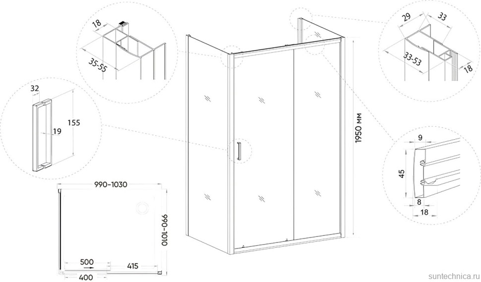 Душевой уголок Veconi Rovigo RV-046B 100x100