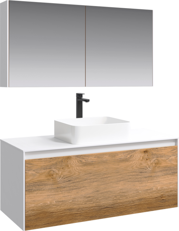 Мебель для ванной комнаты Aqwella 5 stars Mobi 120 белая, дуб балтийский