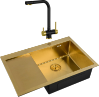 Комплект Мойка Zorg Inox PVD SZR-7851-R Bronze + Смеситель Sanitary ZR 348 YF BLACK BRONZE