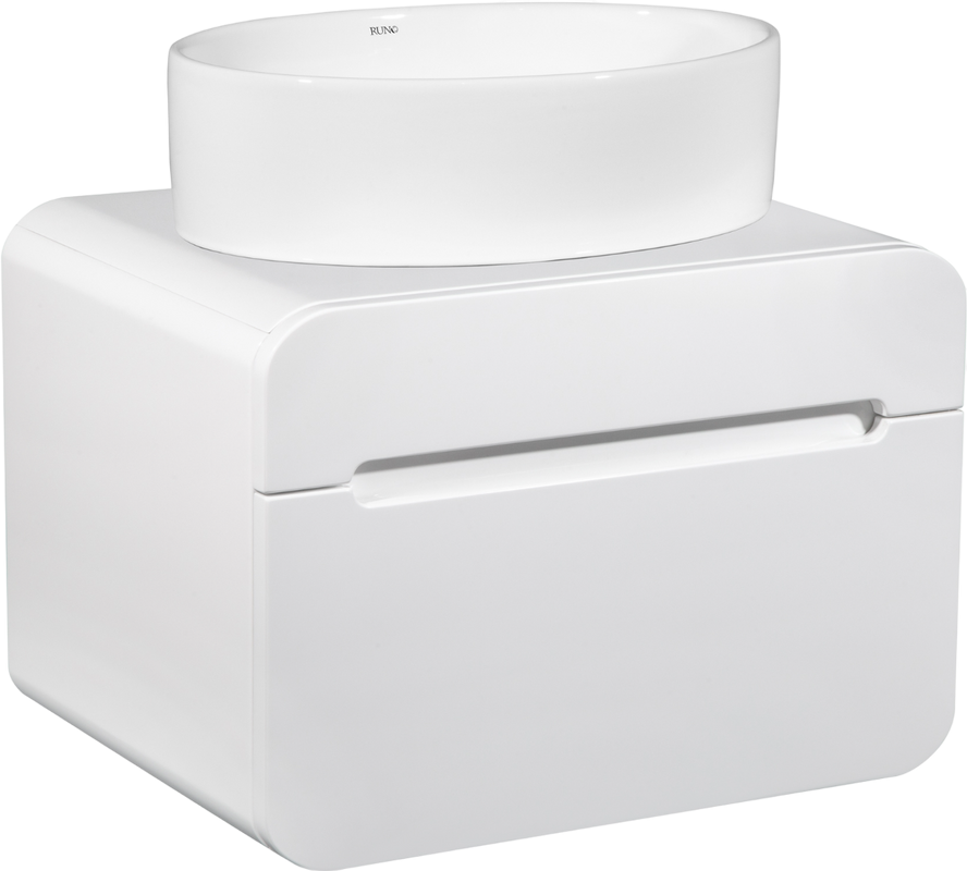 Тумба с раковиной Runo Ницца 60 белая, раковина Ovale 50