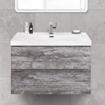 Тумба с раковиной Cezares Molveno 46 80 legno grigio, с раковиной Cezares CZR-MIL-80-LVB