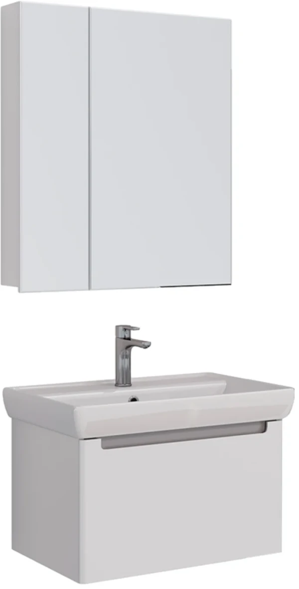 Мебель для ванной комнаты Lemark Buno mini 70 белая глянцевая, 1 ящик