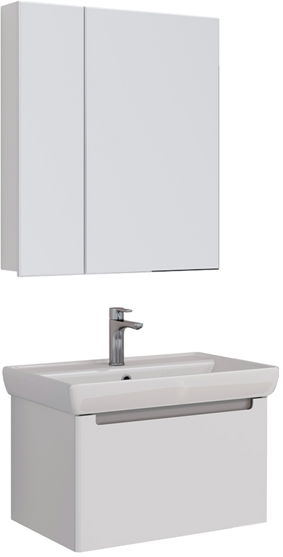 Мебель для ванной комнаты Lemark Buno mini 70 белая глянцевая, 1 ящик