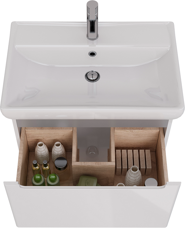 Мебель для ванной комнаты Lemark Buno mini 70 белая глянцевая, 1 ящик