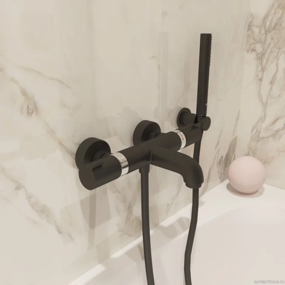 Термостатический смеситель Hansgrohe Ecostat Comfort 13114670 для ванны с душем, матовый черный