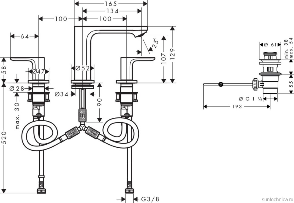 Смеситель для раковины Hansgrohe Rebris S 72530000 хром