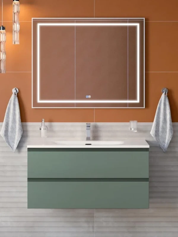 Мебель для ванной комнаты BelBagno Kraft 100 подвесная, матовая еловая, раковина bb-8099-100