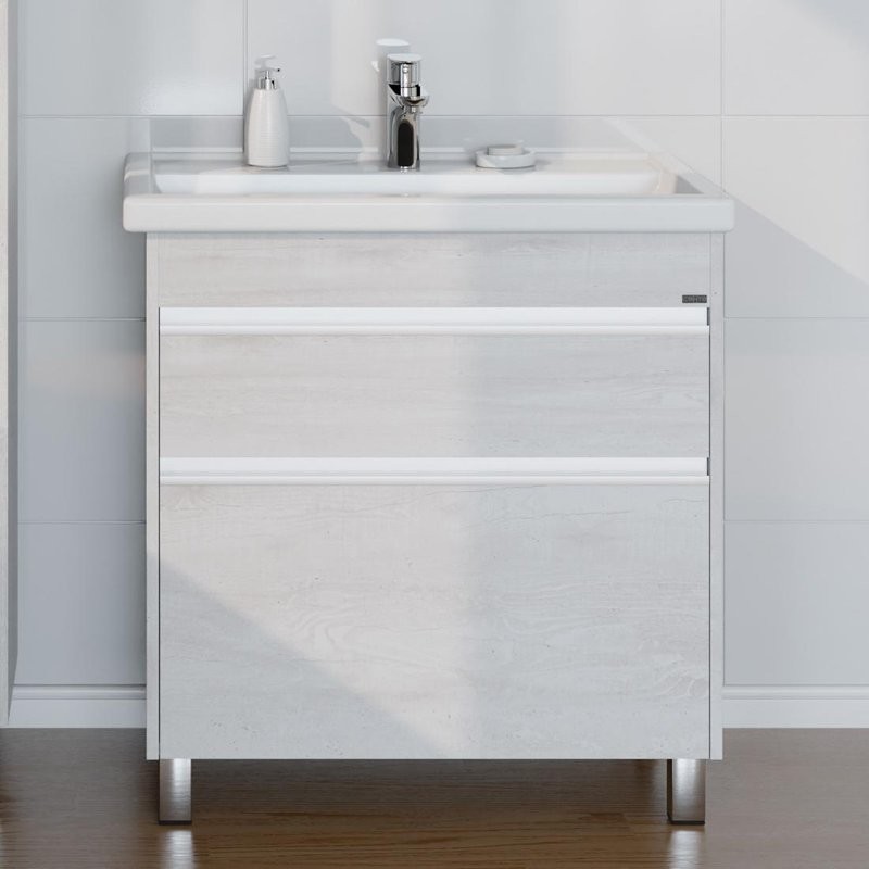 Тумба под раковину СаНта Уран 80 напольная, 2 ящика, светлая