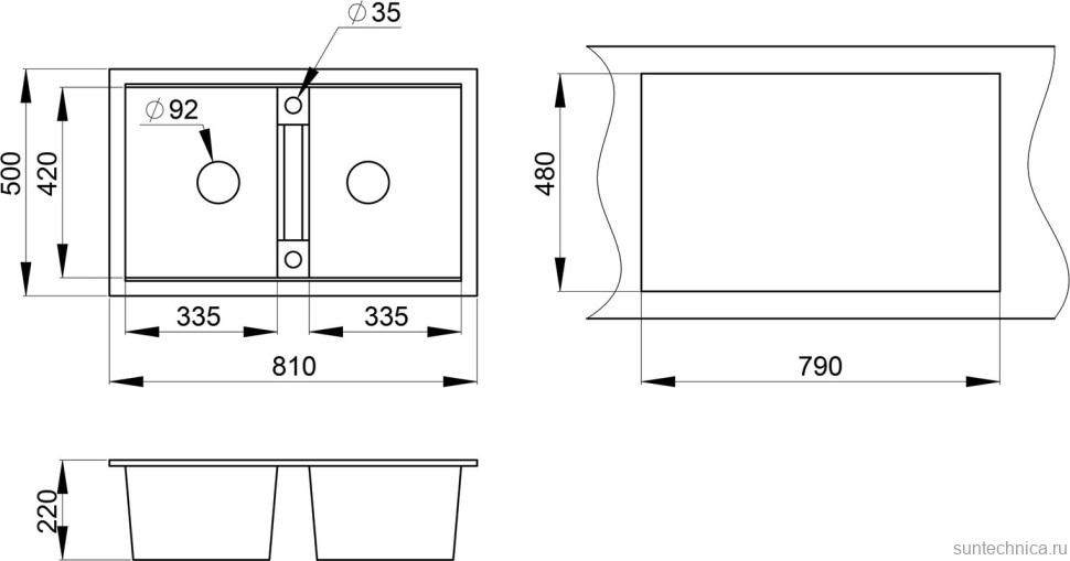 Мойка кухонная Granula 8101, шварц