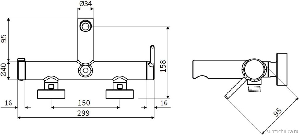Смеситель для ванны с душем Excellent Pi AREX.1205WH