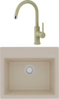 Комплект Мойка Lemark Hanka 570 9910014 бежевая + Смеситель Comfort LM3073PBG бежевый