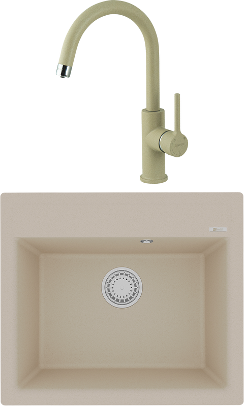 Комплект Мойка Lemark Hanka 570 9910014 бежевая + Смеситель Comfort LM3073PBG бежевый