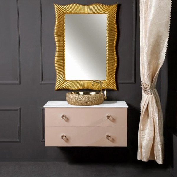 Мебель для ванной комнаты Armadi Art NeoArt 100 капучино с ручками Crystal золото