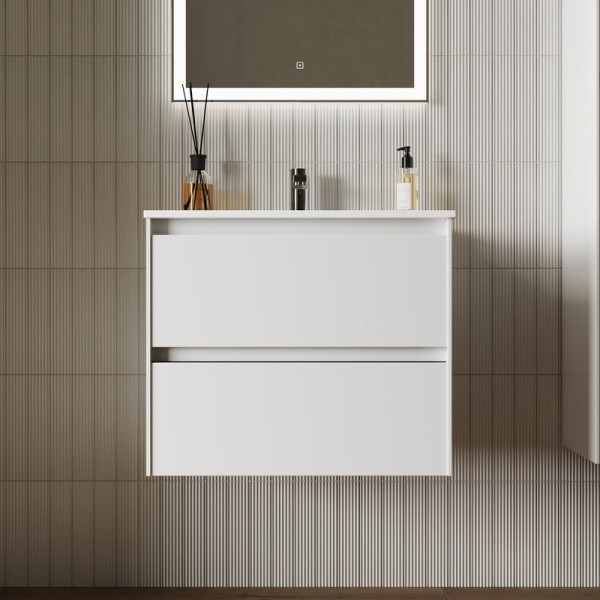 Тумба с раковиной Sancos Cento 60 см белый глянец