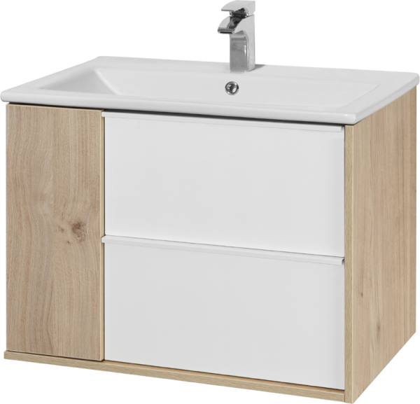 Тумба под раковину AQUATON Бостон 75 дуб эврика, белый глянец, под раковину Элина 75