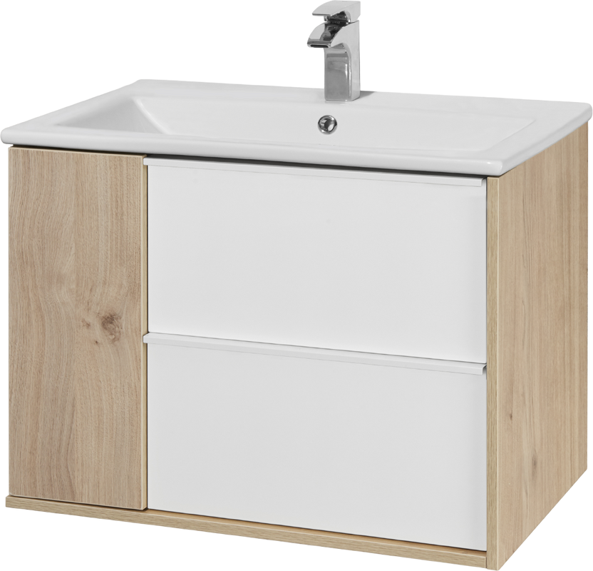 Тумба под раковину AQUATON Бостон 75 дуб эврика, белый глянец, под раковину Элина 75