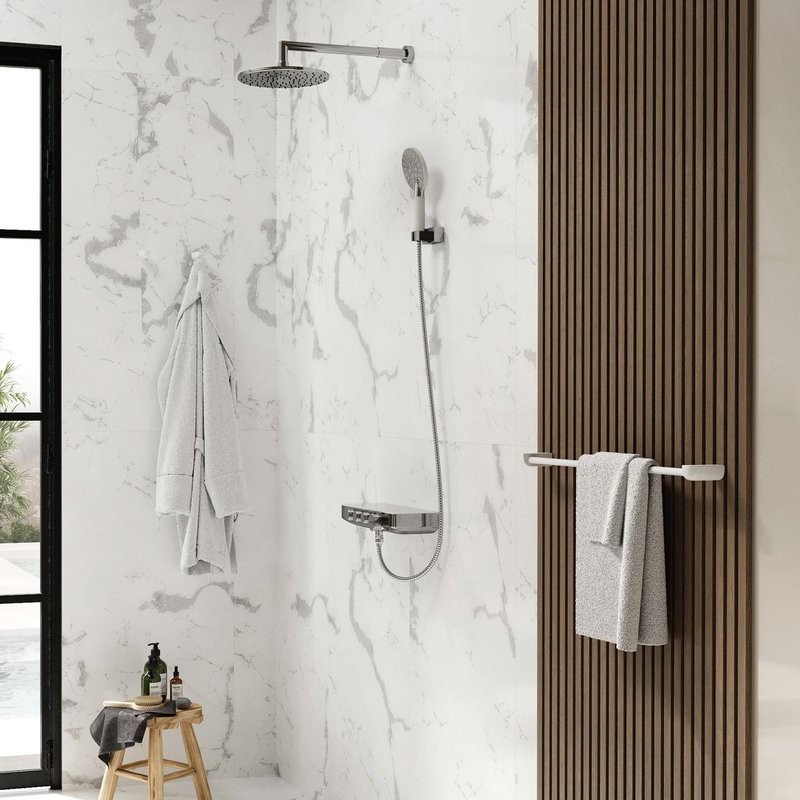 Термостатический смеситель Wasserkraft Mindel 8599 Thermo для ванны с душем, белый, хром