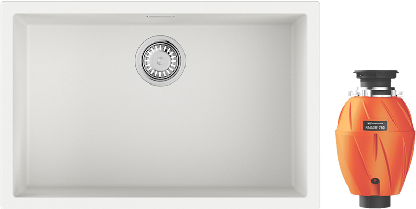 Комплект Мойка Omoikiri Yamakawa 75T-U/I-WH белая + Измельчитель Nagare 750