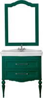 Мебель для ванной комнаты ValenHouse Эстетика 80, зеленая, подвесная, ручки хром, раковина Модерн