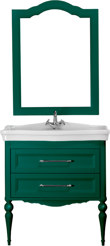 Мебель для ванной комнаты ValenHouse Эстетика 80, зеленая, подвесная, ручки хром, раковина Модерн