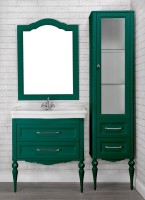 Мебель для ванной комнаты ValenHouse Эстетика 80, зеленая, подвесная, ручки хром, раковина Модерн